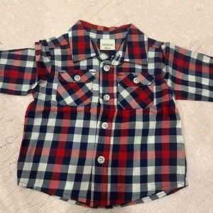 Nevada boys checked shirt. Size: 6 months (16lb) colour: blue red and white